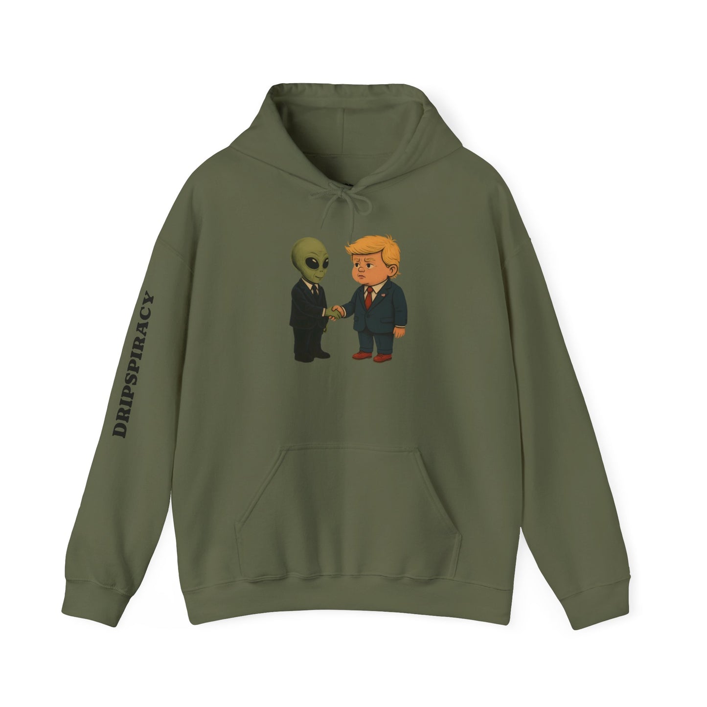 Dripspiracy Unisex Hooded Sweatshirt - Fun Alien & Politician Design