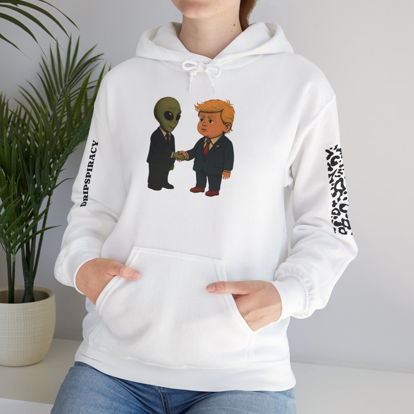 Dripspiracy Unisex Hooded Sweatshirt - Fun Alien & Politician Design