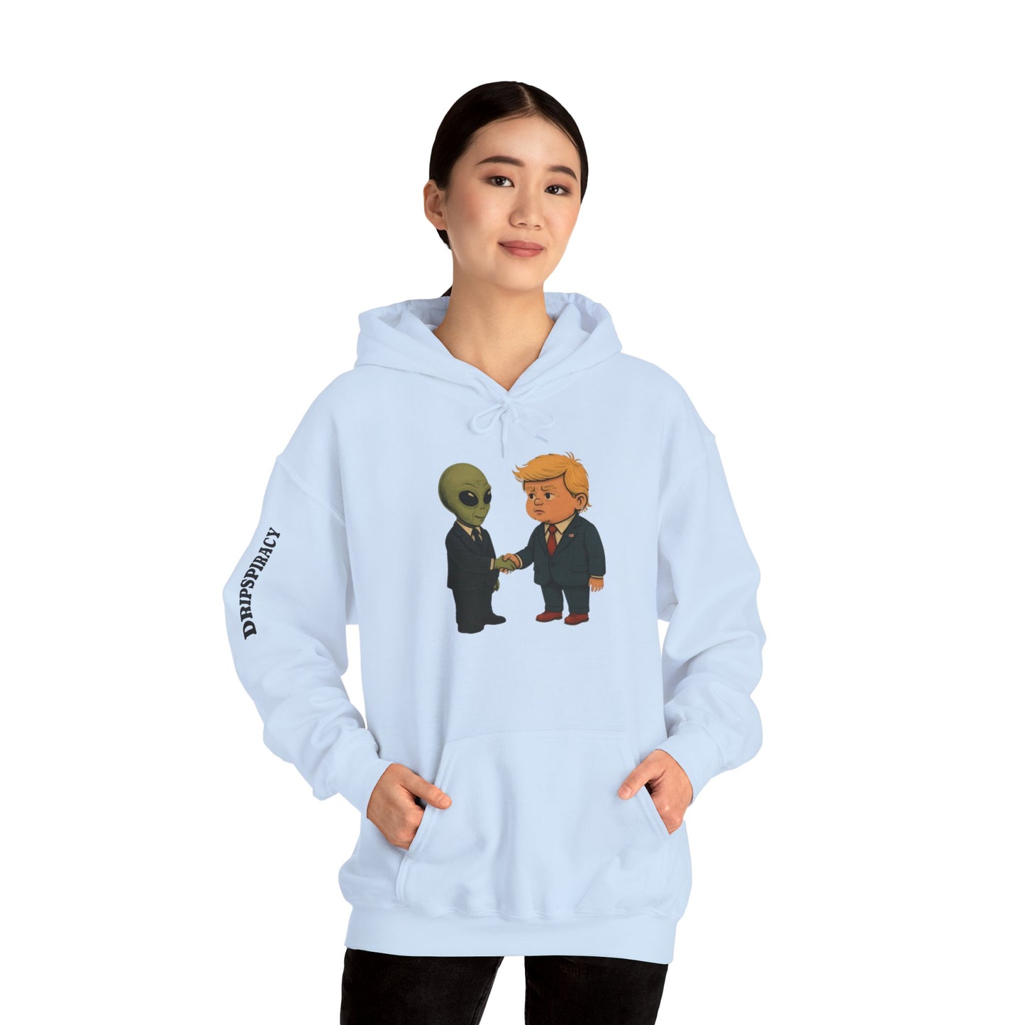 Dripspiracy Unisex Hooded Sweatshirt - Fun Alien & Politician Design