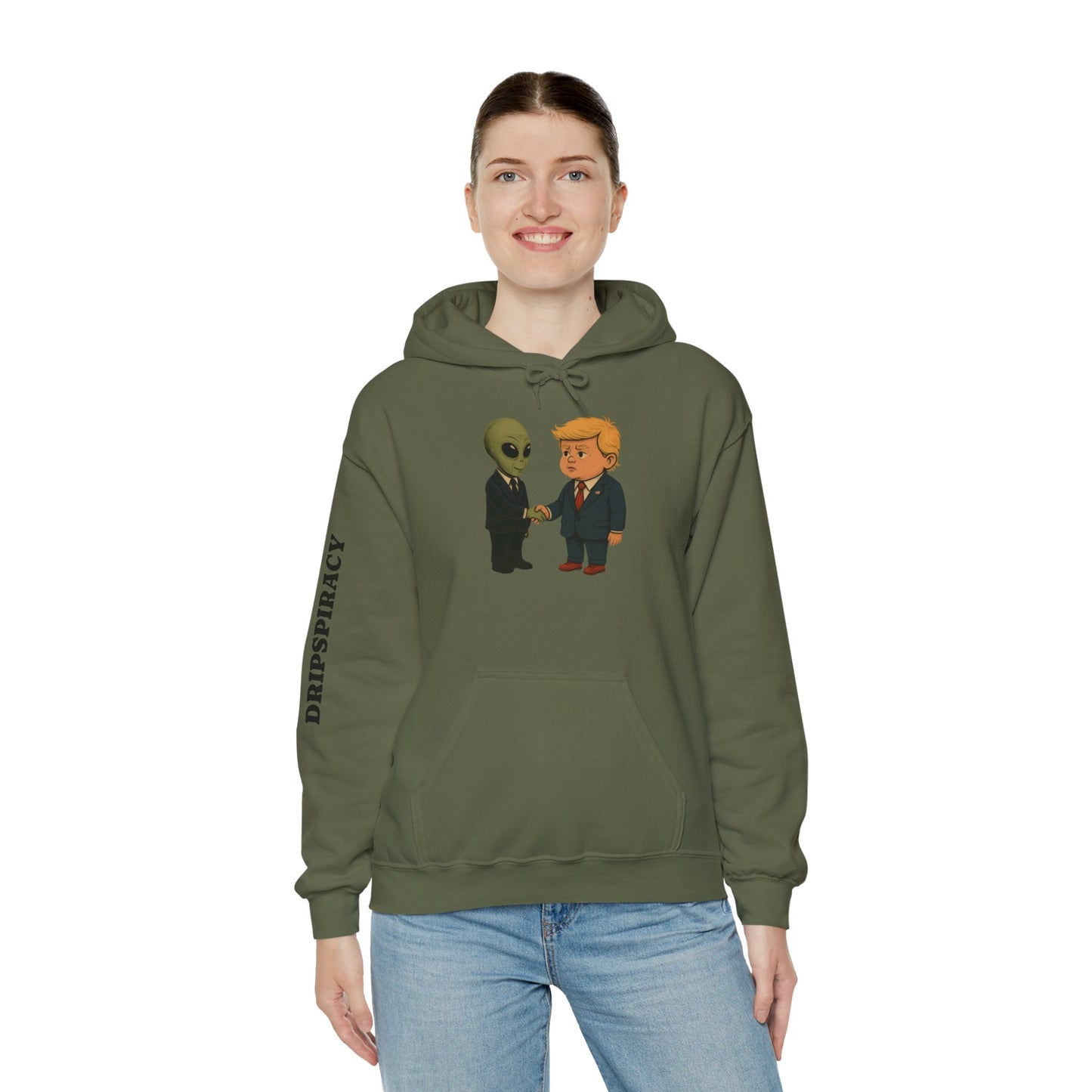 Dripspiracy Unisex Hooded Sweatshirt - Fun Alien & Politician Design