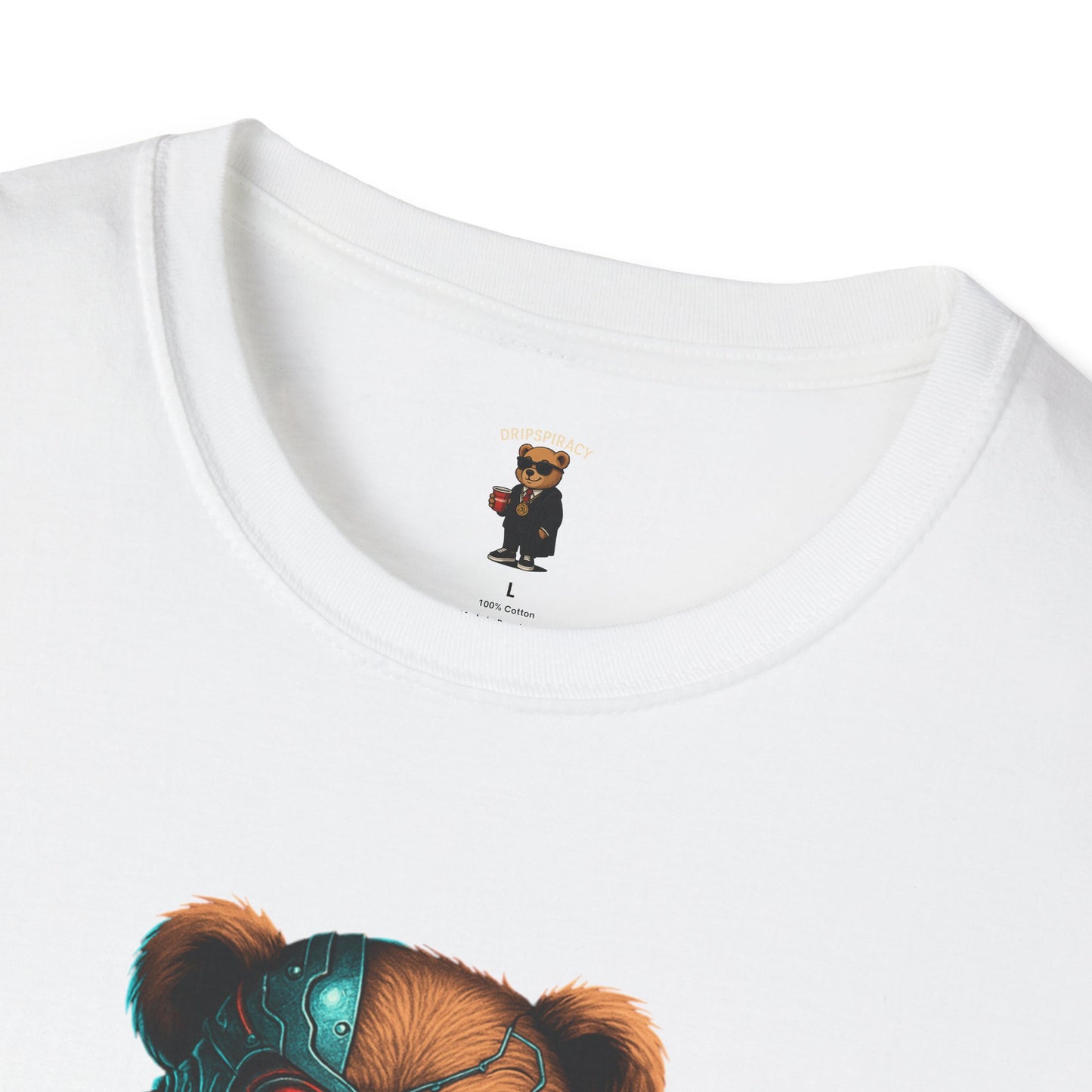 Cyborg Bear Takeover T-Shirt | Unisex Softstyle Tee for Trendsetters
