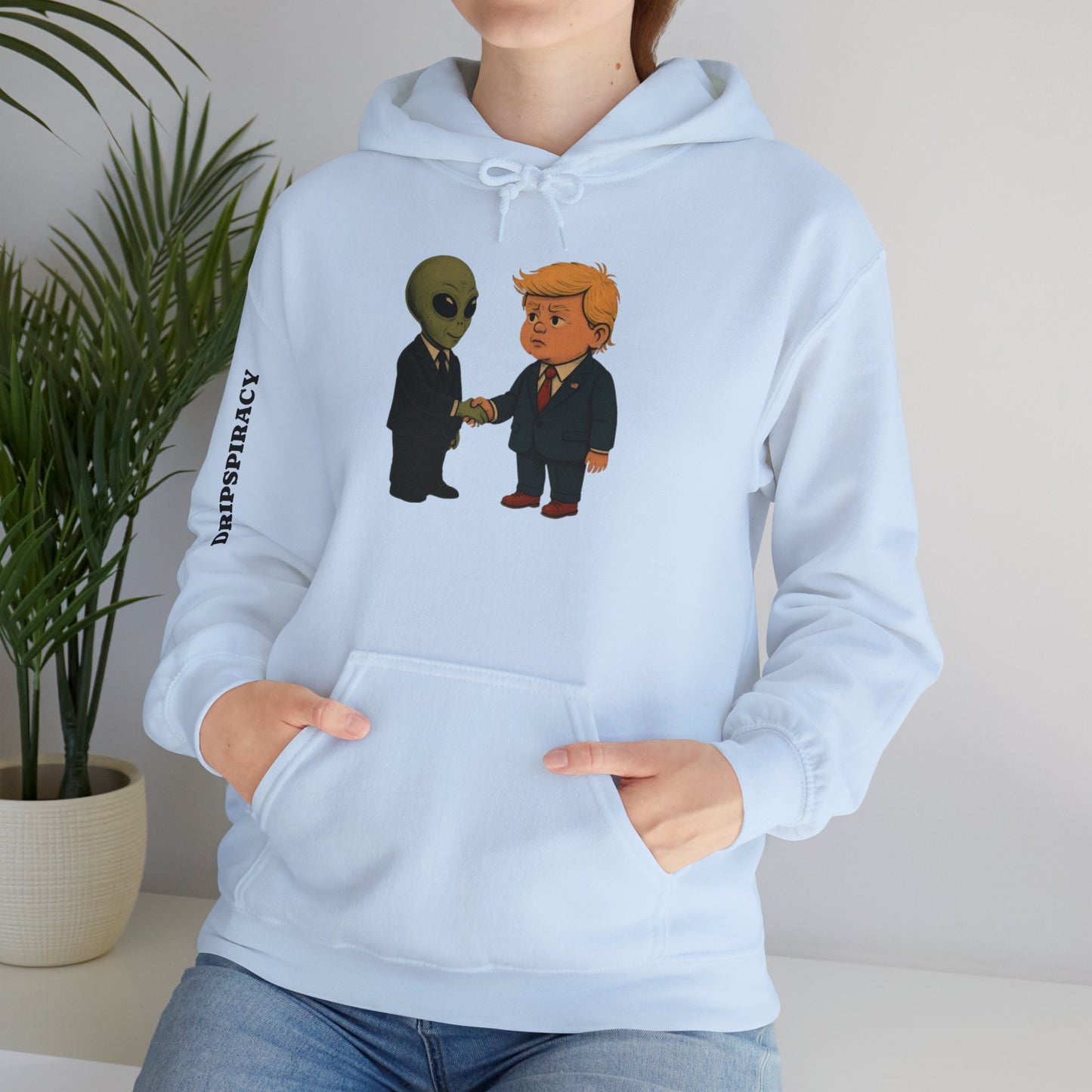 Dripspiracy Unisex Hooded Sweatshirt - Fun Alien & Politician Design