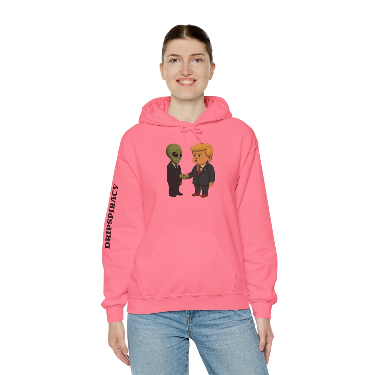 Dripspiracy Unisex Hooded Sweatshirt - Fun Alien & Politician Design