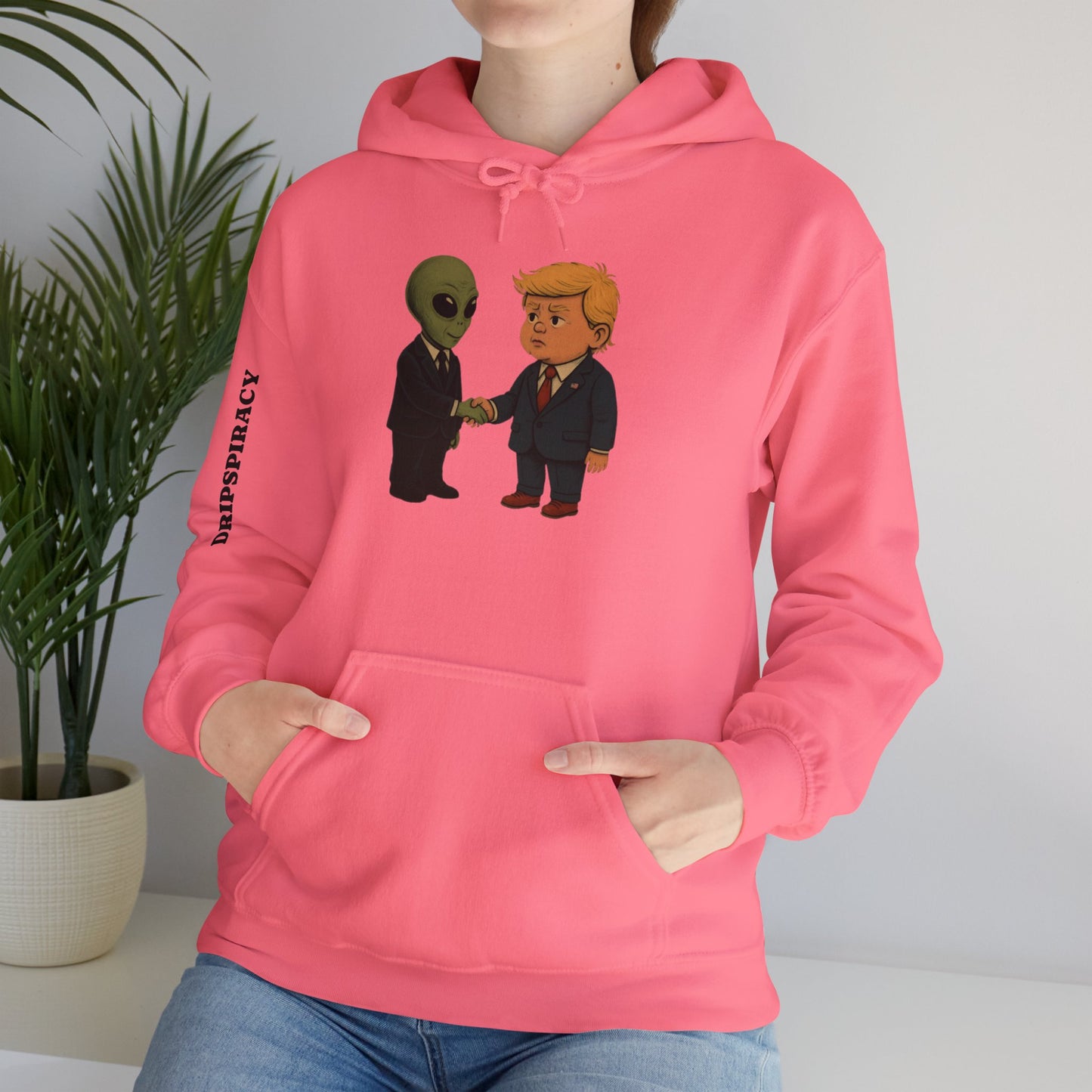 Dripspiracy Unisex Hooded Sweatshirt - Fun Alien & Politician Design