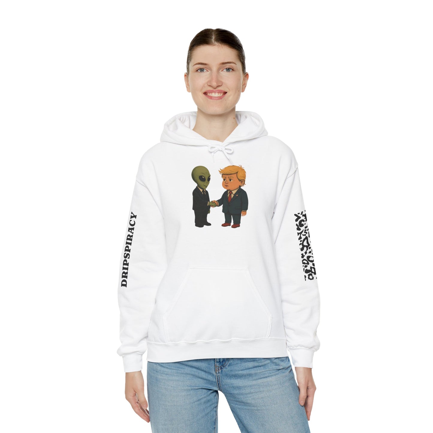 Dripspiracy Unisex Hooded Sweatshirt - Fun Alien & Politician Design