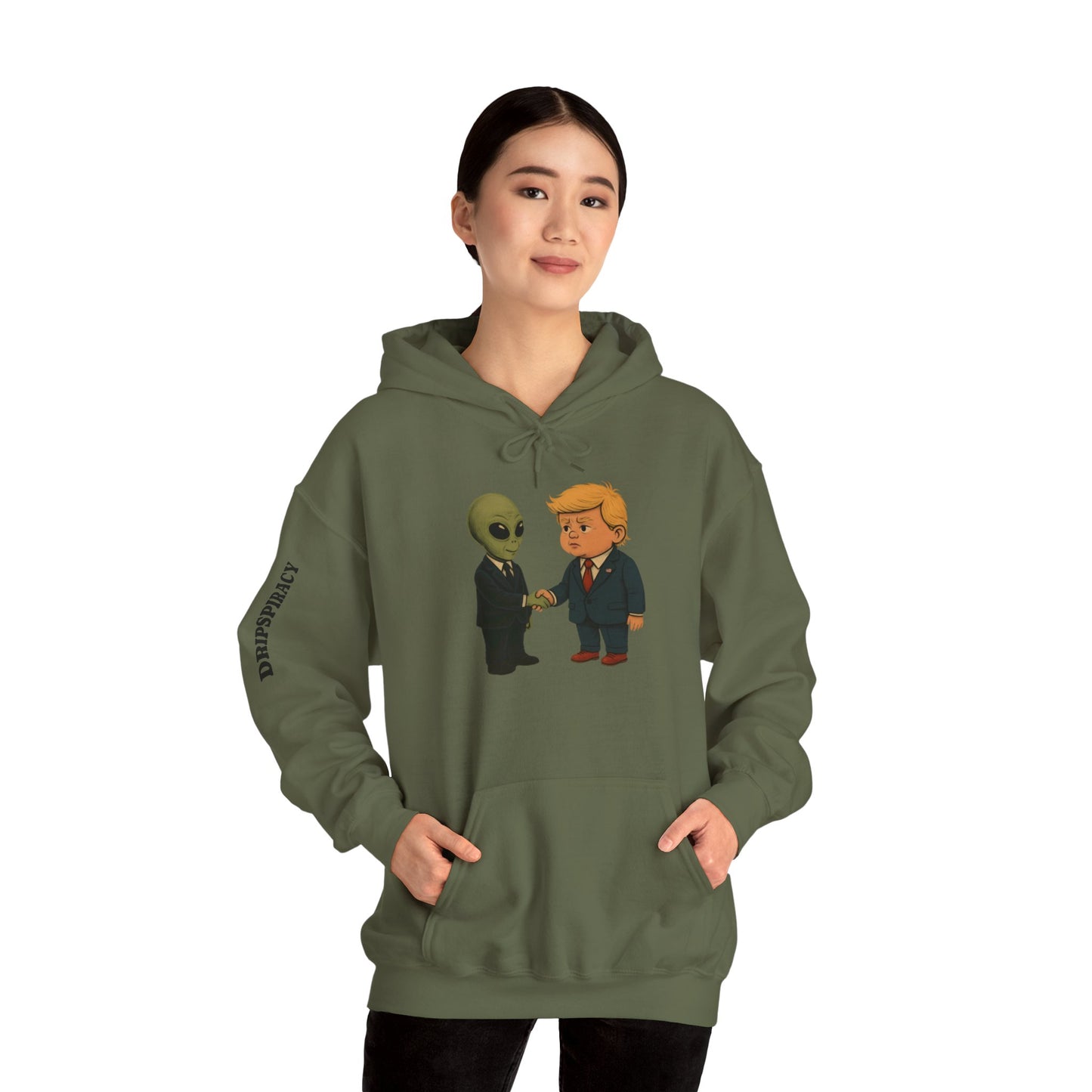 Dripspiracy Unisex Hooded Sweatshirt - Fun Alien & Politician Design