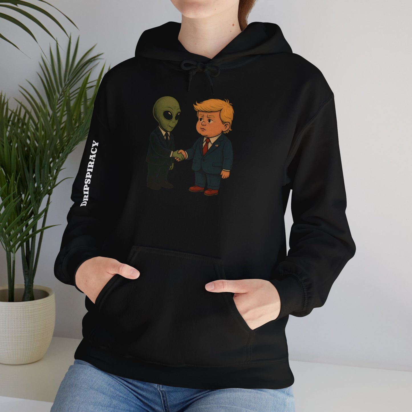 Dripspiracy Unisex Hooded Sweatshirt - Fun Alien & Politician Design