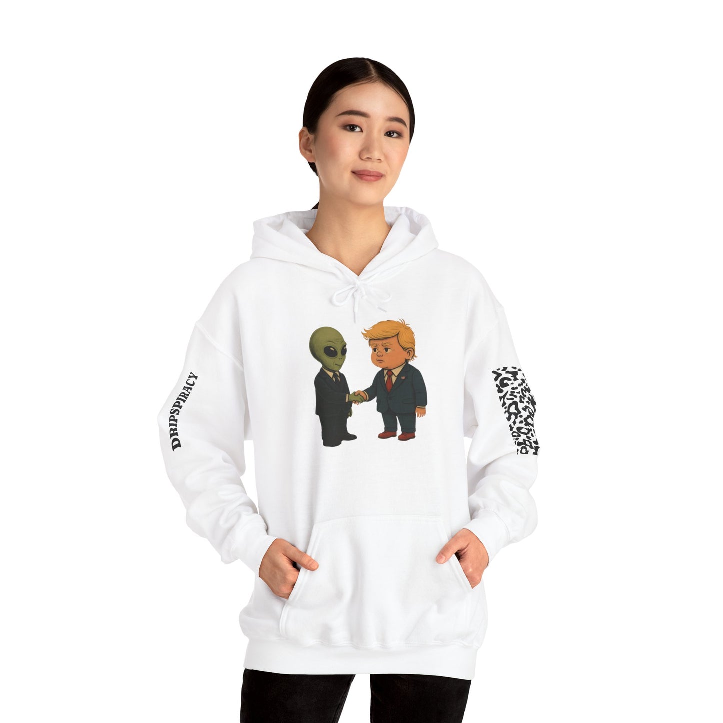 Dripspiracy Unisex Hooded Sweatshirt - Fun Alien & Politician Design