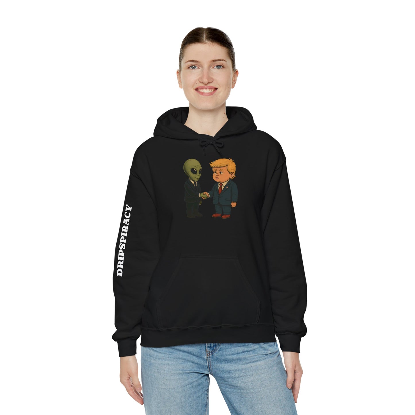 Dripspiracy Unisex Hooded Sweatshirt - Fun Alien & Politician Design