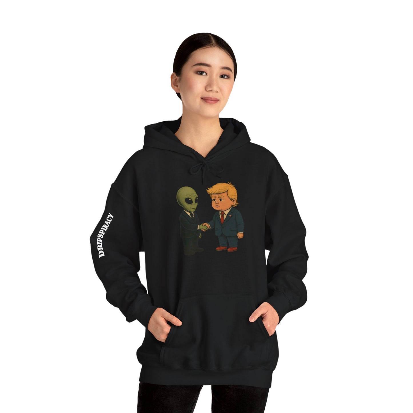 Dripspiracy Unisex Hooded Sweatshirt - Fun Alien & Politician Design