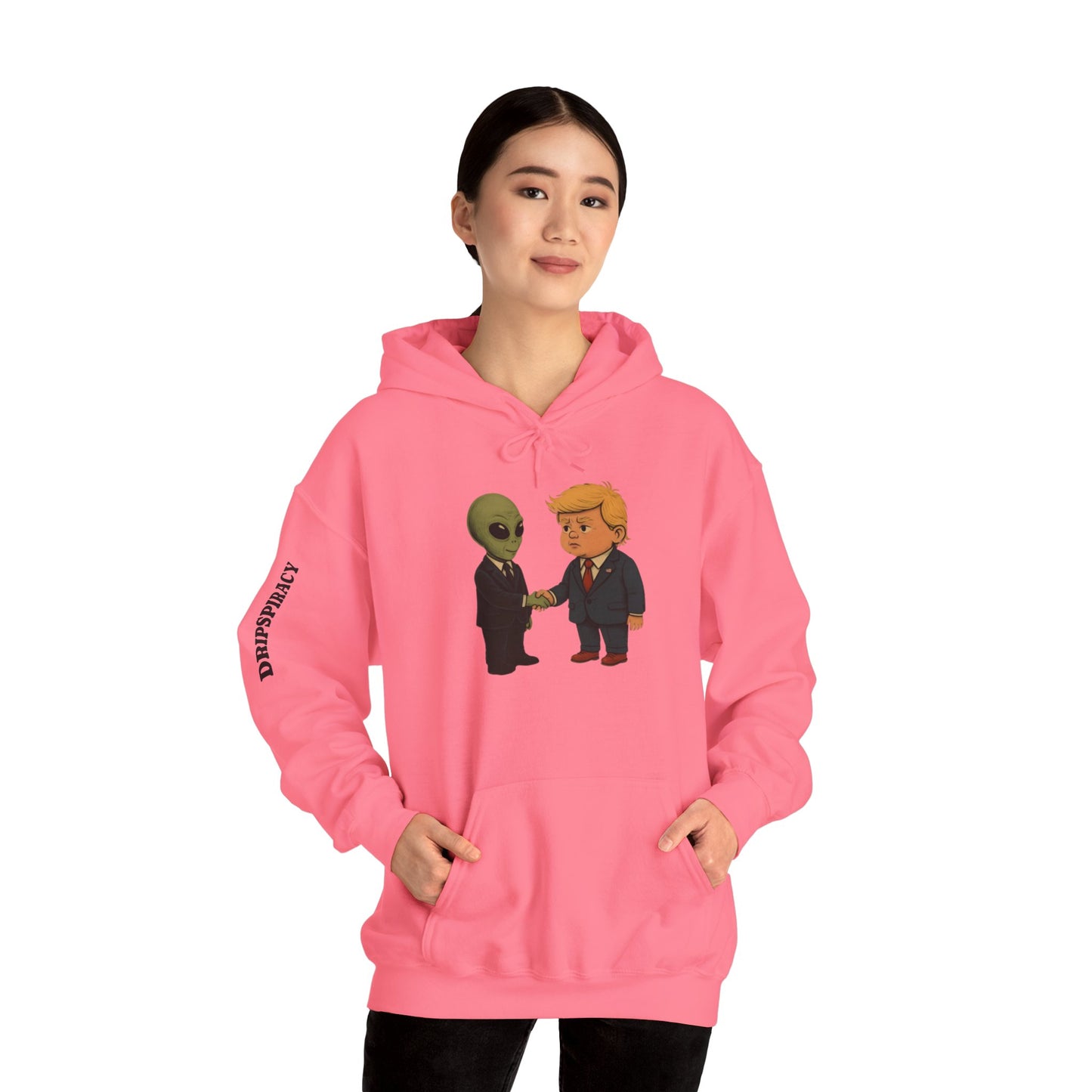 Dripspiracy Unisex Hooded Sweatshirt - Fun Alien & Politician Design