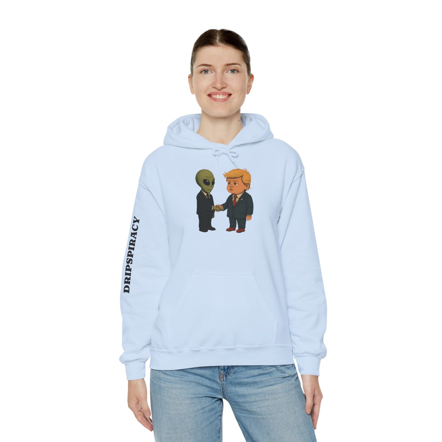 Dripspiracy Unisex Hooded Sweatshirt - Fun Alien & Politician Design
