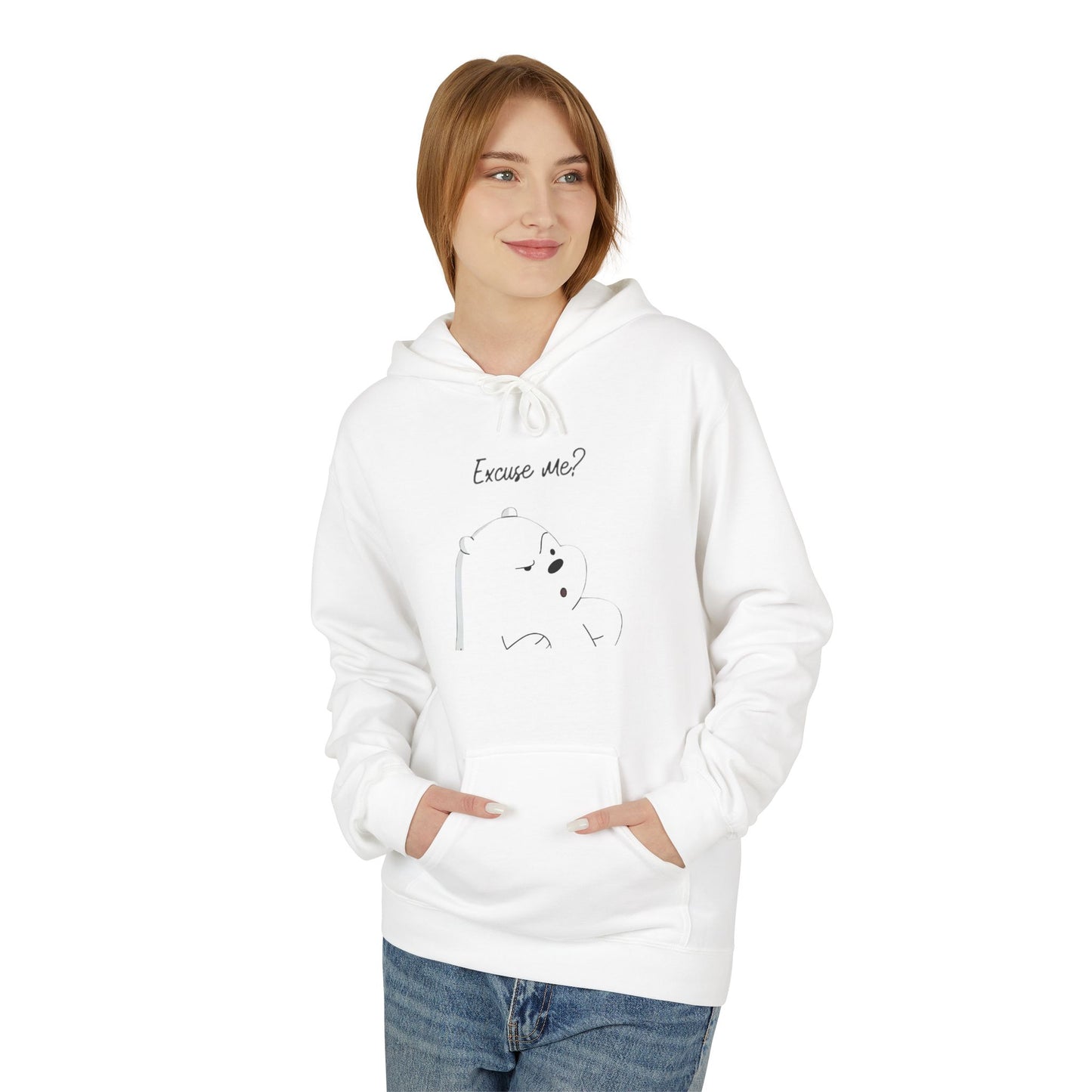 Excuse Me Bear Hoodie - Minimal Line Art Funny Graphic Pullover