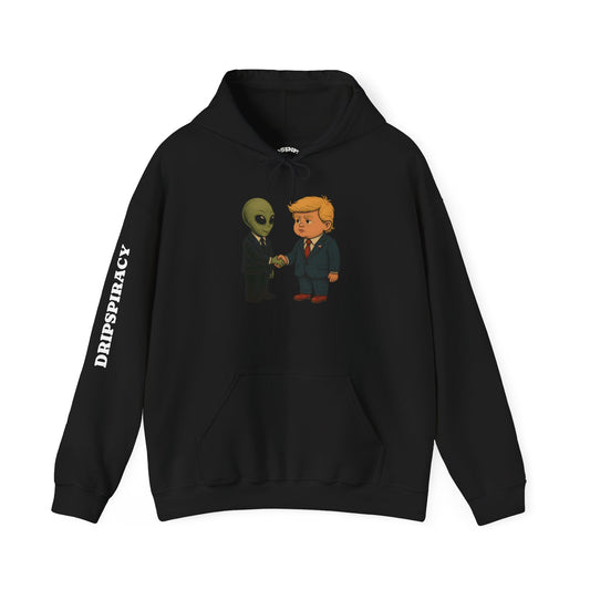 Dripspiracy Unisex Hooded Sweatshirt - Fun Alien & Politician Design