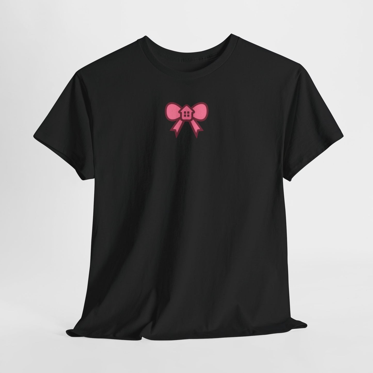 Pink Bow Graphic Tee — Cute Minimalist Chest Print T-Shirt