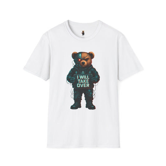 Cyborg Bear Takeover T-Shirt | Unisex Softstyle Tee for Trendsetters