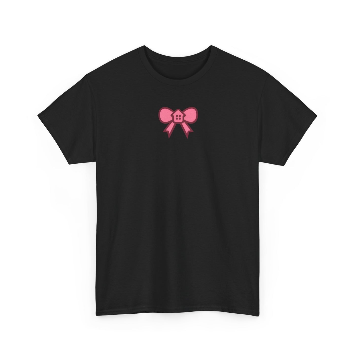 Pink Bow Graphic Tee — Cute Minimalist Chest Print T-Shirt