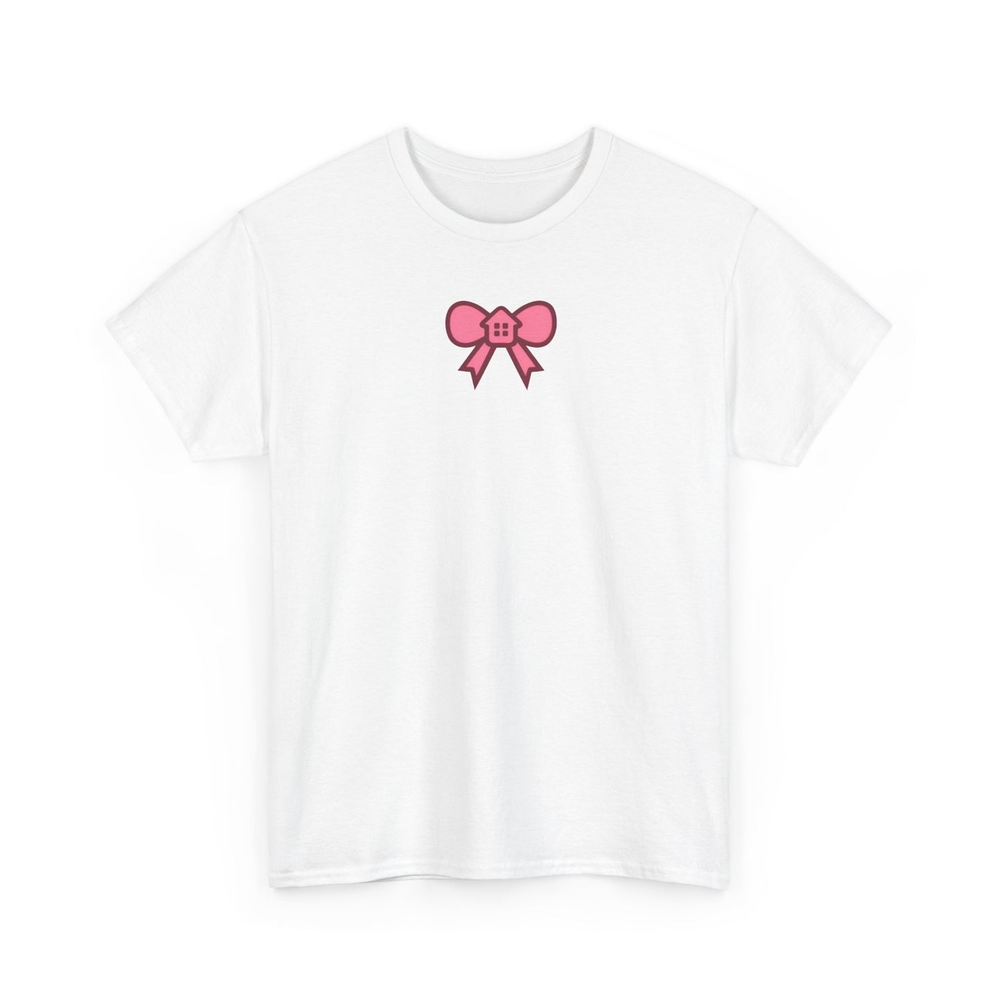 Pink Bow Graphic Tee — Cute Minimalist Chest Print T-Shirt